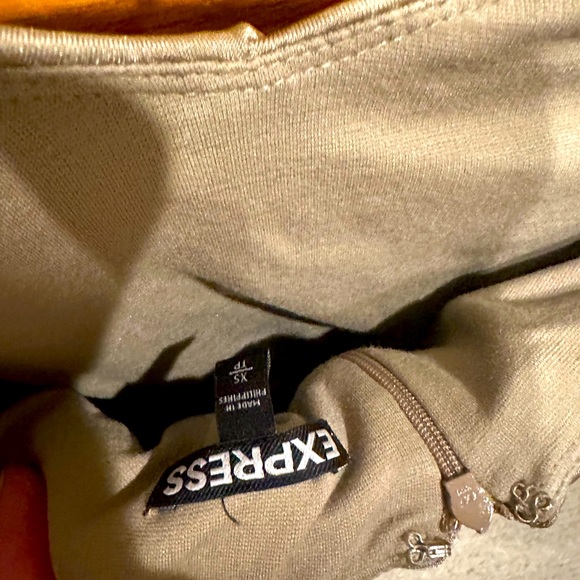 EXPRESS women’s XS cocktail dress worn 1x, platinum/dark champagne, strapless - Picture 5 of 5